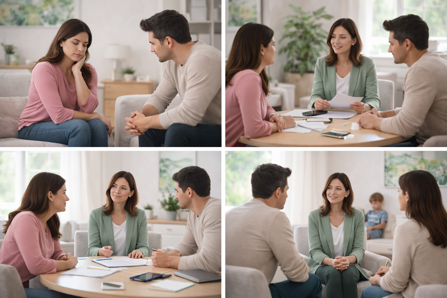 Illustration representing the divorce mediation stage of the family mediation journey